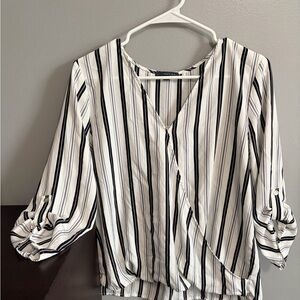 West Kei Black and White Striped Blouse